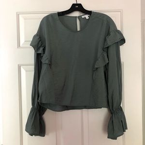 Sage Green Prologue Blouse with Ruffle Details